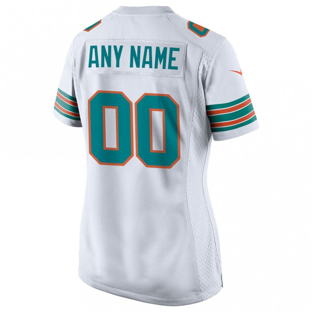 Miami Dolphins Nike Women's Alternate Custom Game Jersey - White-GridironStore